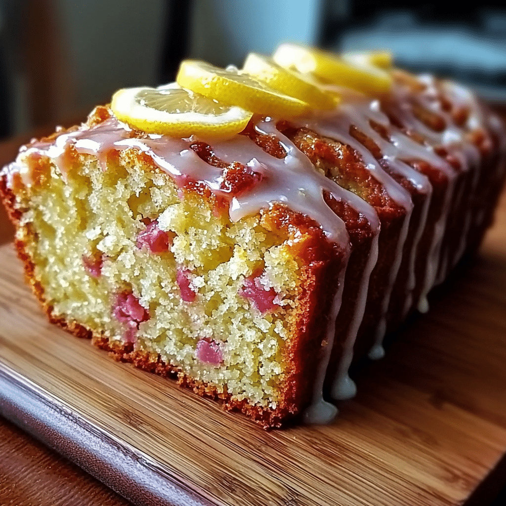 Lemon Rhubarb Loaf with Glaze