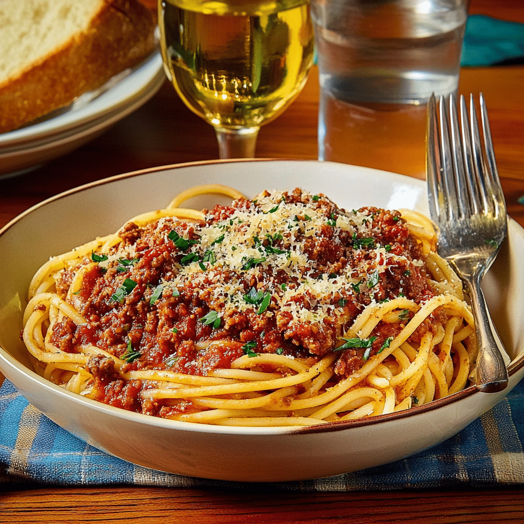 Old-Fashioned Spaghetti with Hearty Meat Sauce