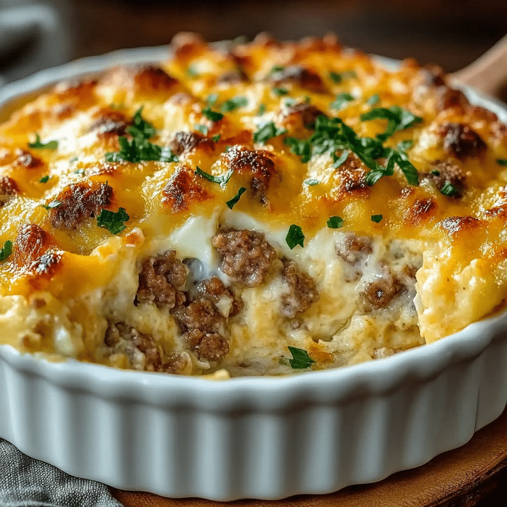 Sausage, Egg, and Cream Cheese Hashbrown Casserole