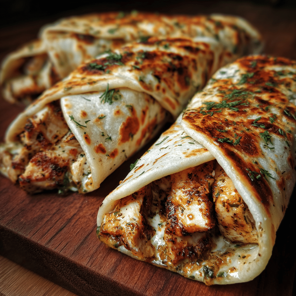 Cheesy Garlic Chicken Wraps