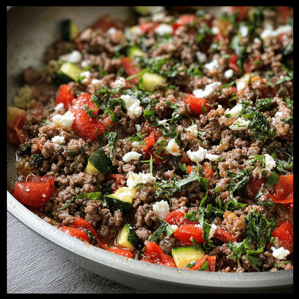 Mediterranean Ground Beef Skillet