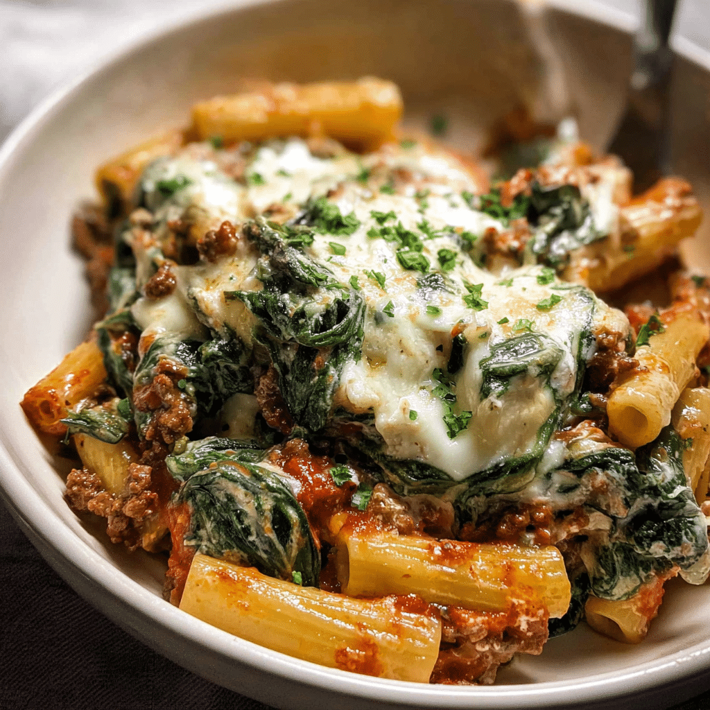 Ricotta Spinach Beef Pasta