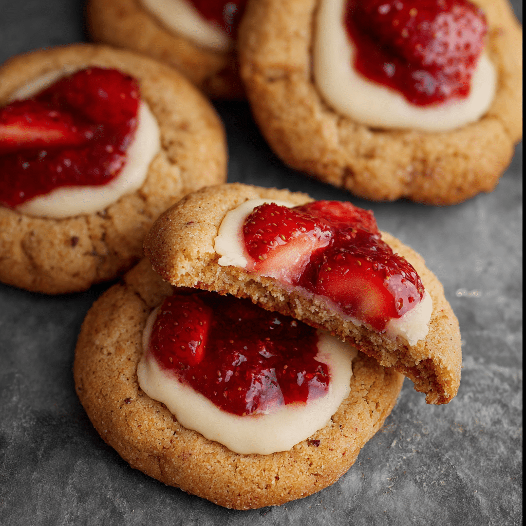 Strawberry Cheesecake Cookies with Jam Filling