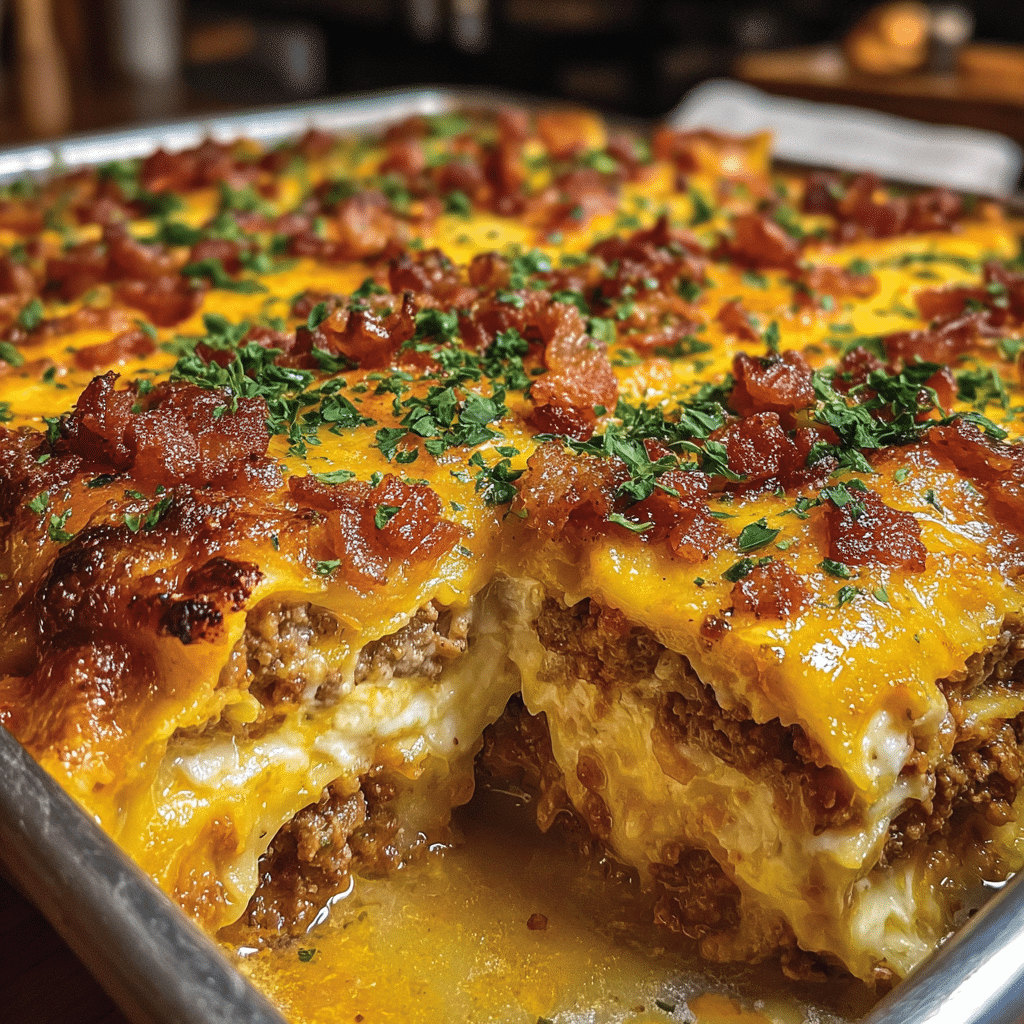 Bacon Cheeseburger Sheet Lasagna