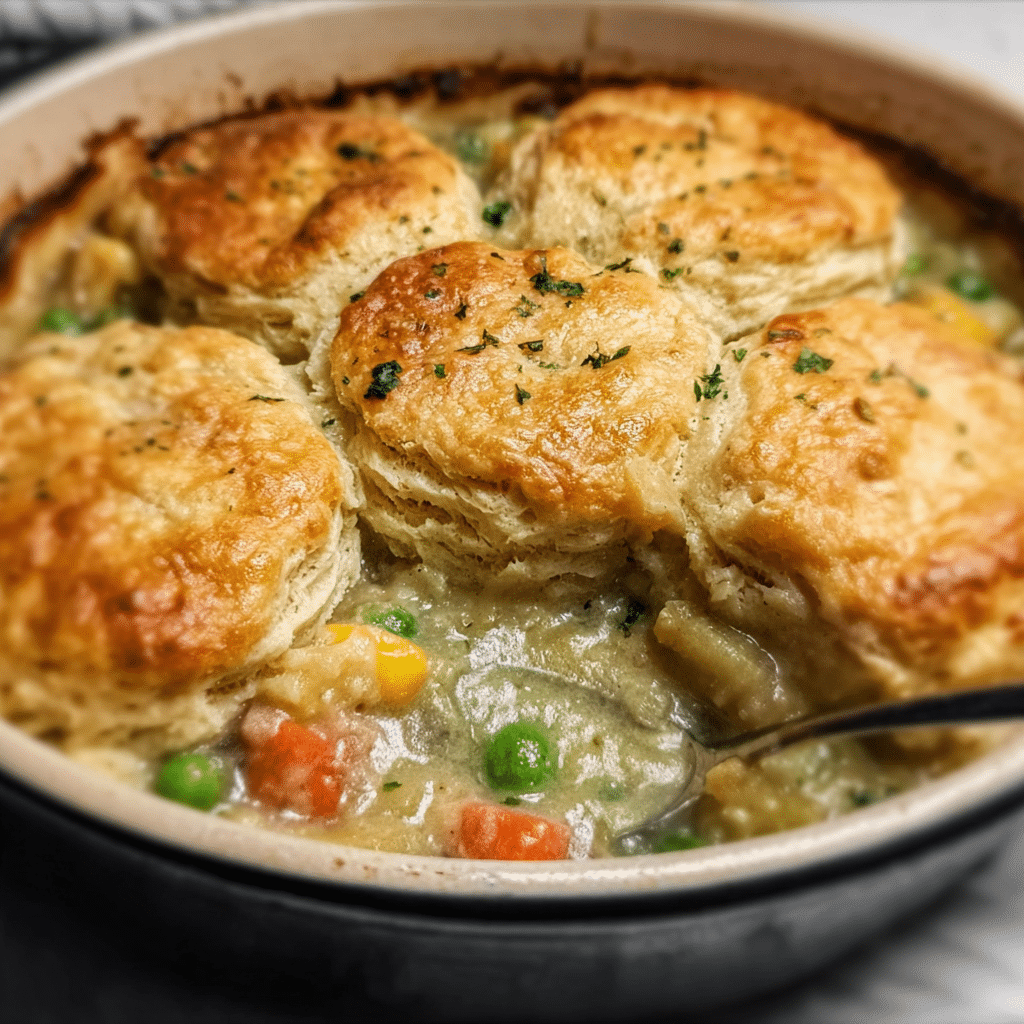 Biscuit Vegetable Pot Pie Casserole