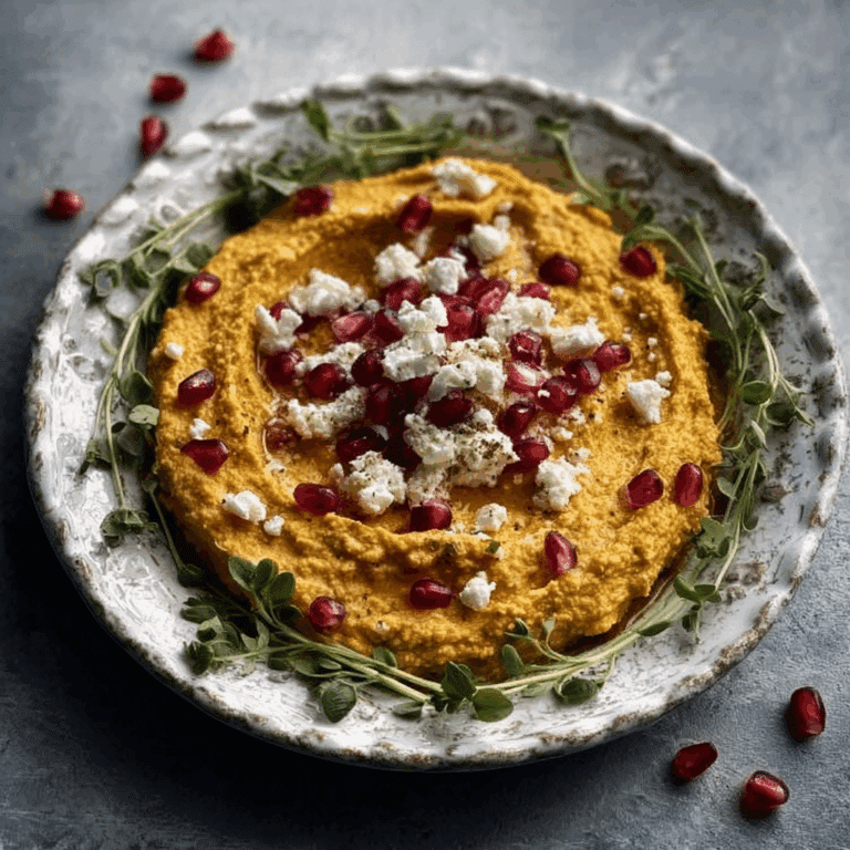 Butternut Squash Hummus with Feta and Pomegranate