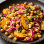 Chickpea Peach Salad with Honey Lime Dressing