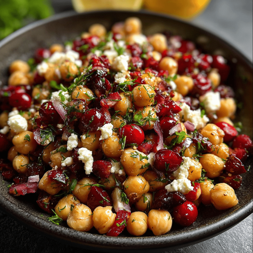 Feta & Cranberry Chickpeas with Lemon Vinaigrette
