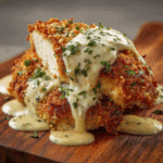Parmesan Crusted Chicken with Creamy Garlic Sauce