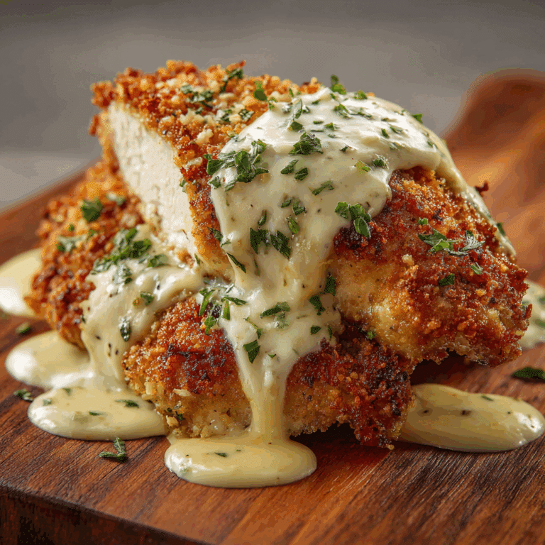 Parmesan Crusted Chicken with Creamy Garlic Sauce