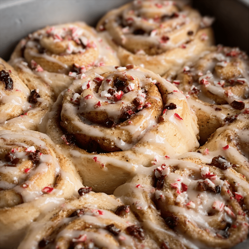 Peppermint Bark Cinnamon Rolls