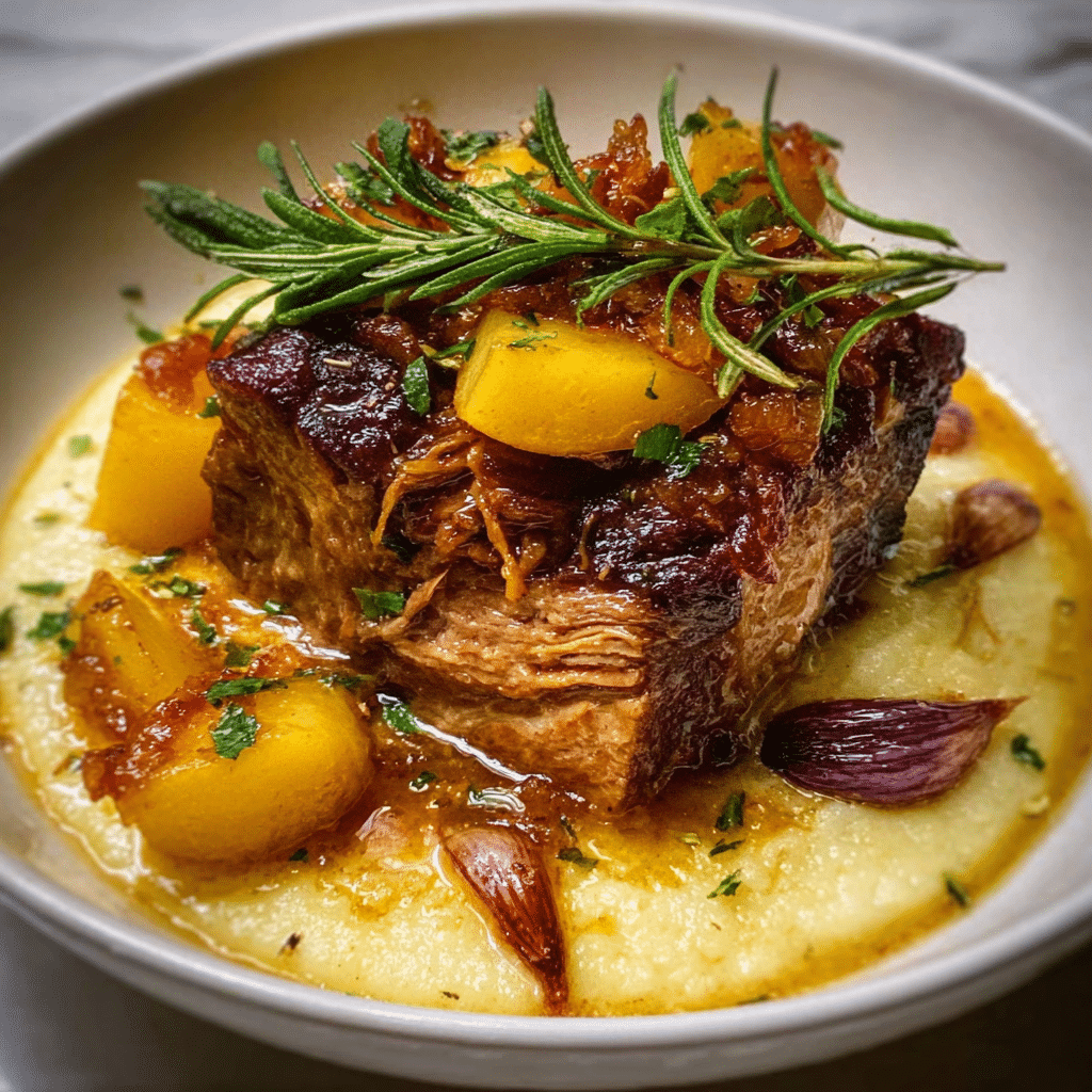 Braised Pork Shoulder with Apples and Garlic