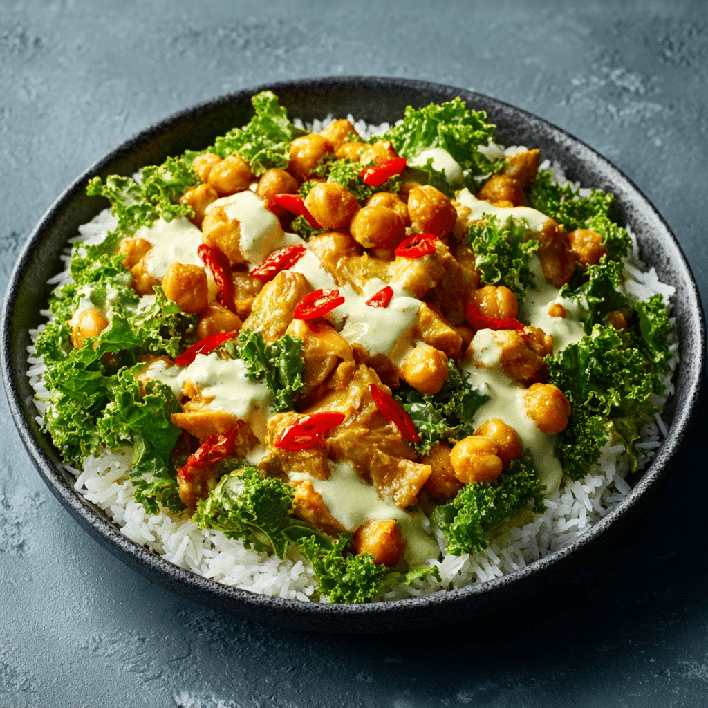 Kale Salad with Roasted Chickpeas and Creamy Dressing