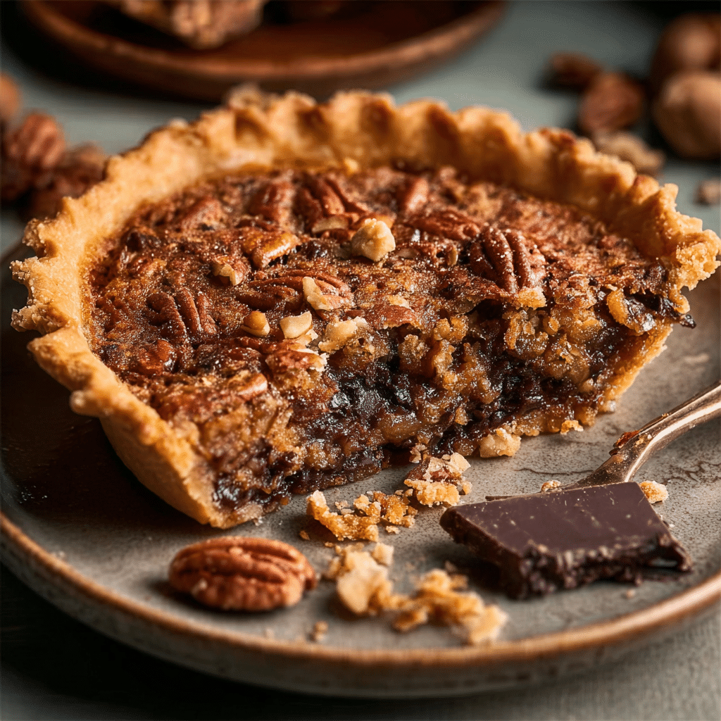Kentucky Pecan Pie with Chocolate and Nuts