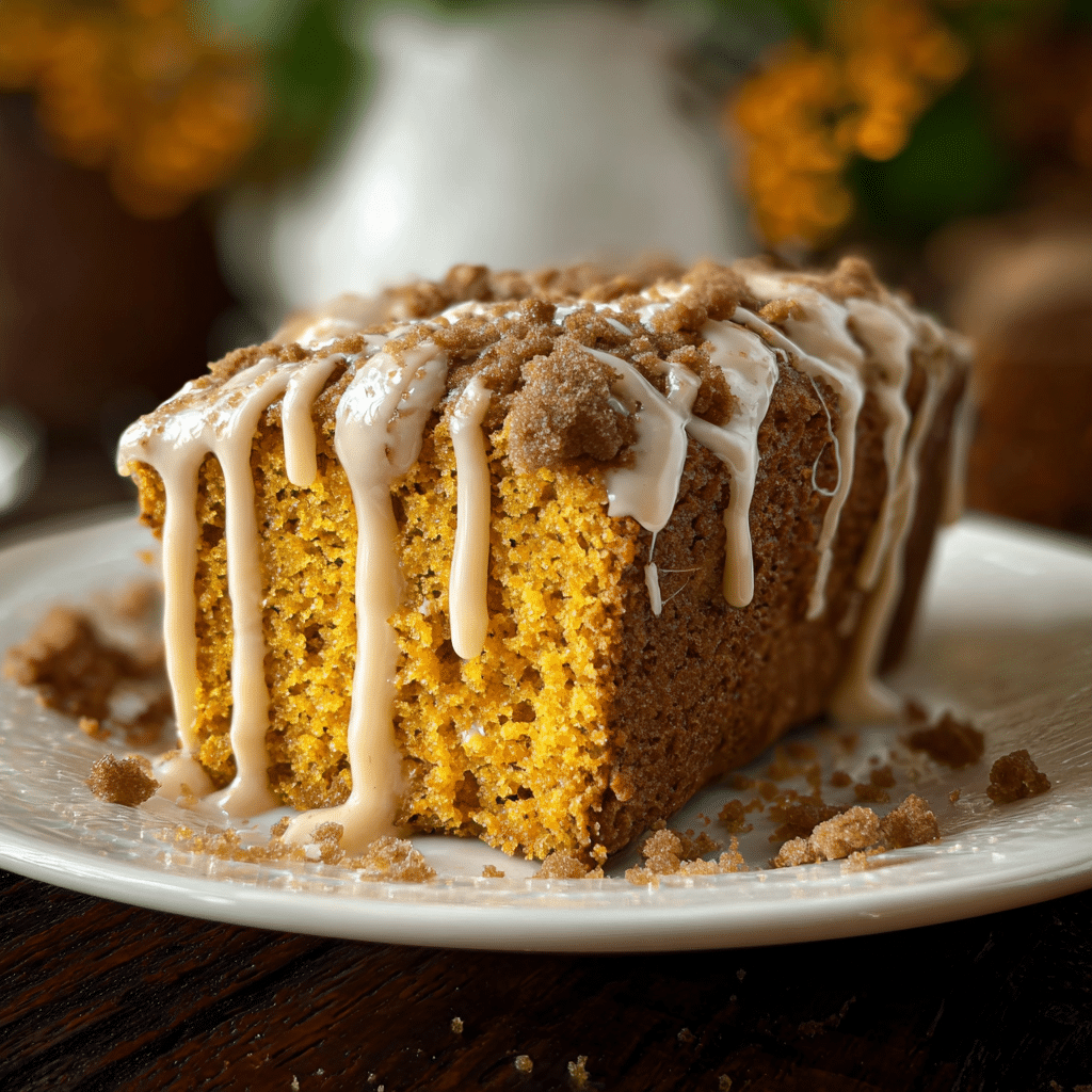 Pumpkin Coffee Cake with Vanilla Glaze