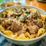 Slow Cooker Beef Stroganoff with Garlic Butter Mushrooms