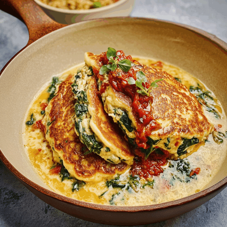 Spinach and Ricotta Pancakes with Tomato Sauce
