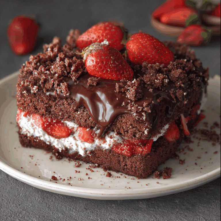 Vegan Chocolate Cake with Strawberries and Oat Flour